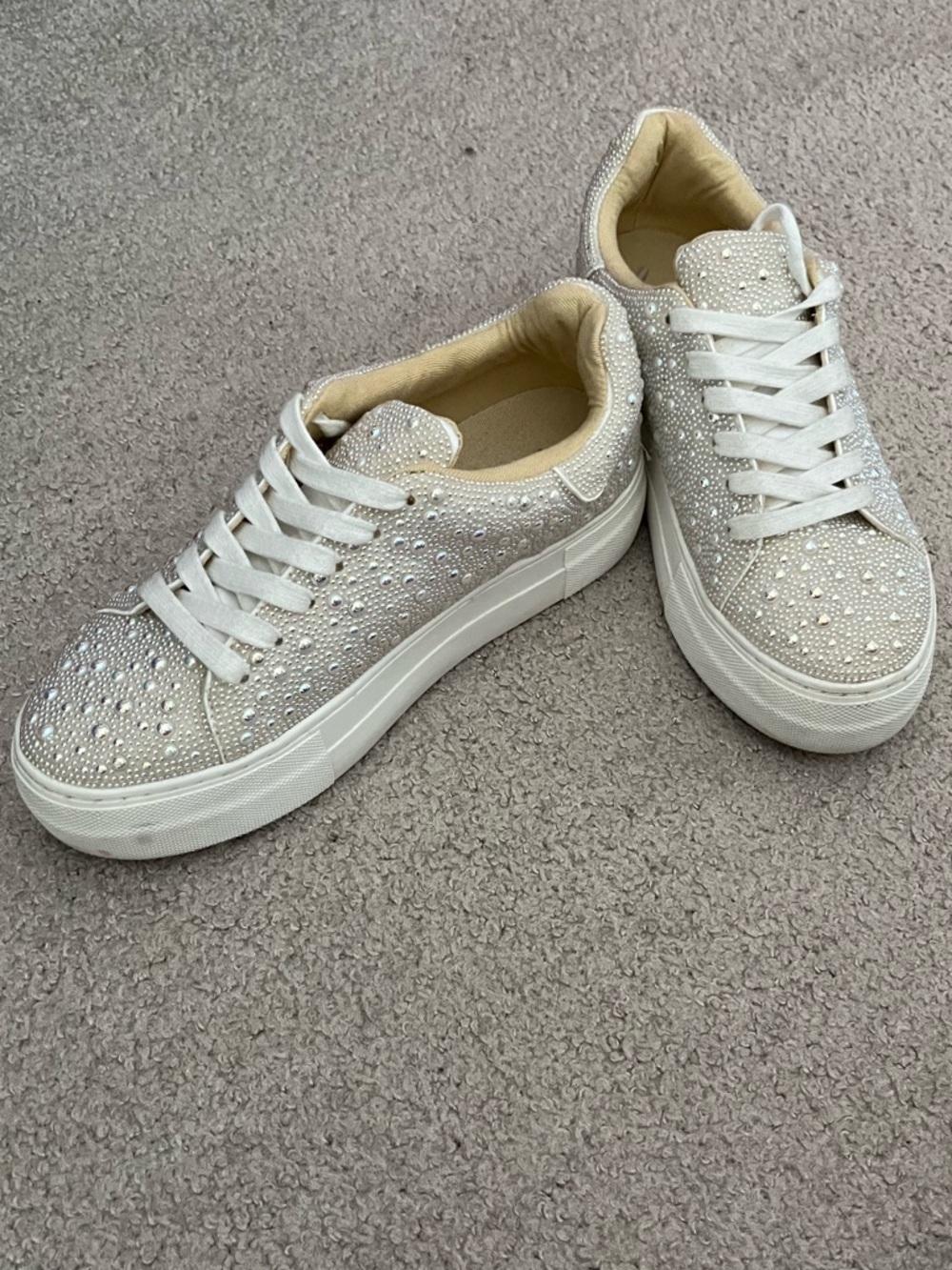 Betsey Johnson Sidny Lace-Up Rhinestone Platform Sneakers